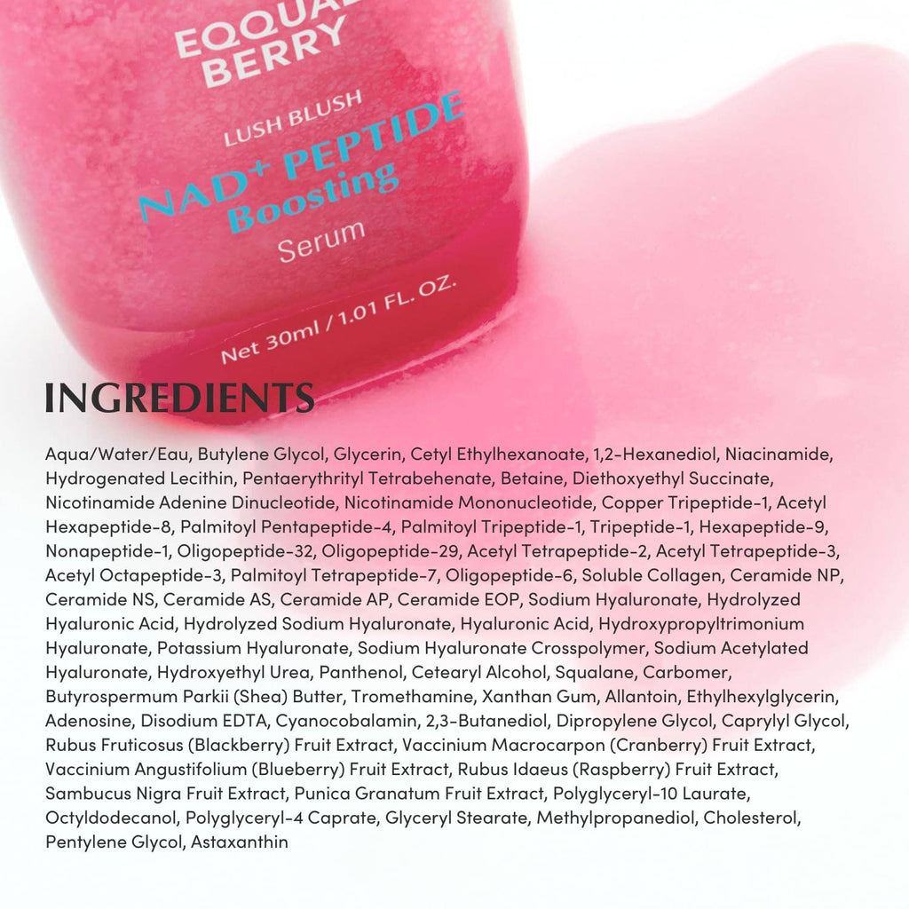 Sérum Smoothie Boostant aux Peptides EQQUALBERRY NAD+ 30ml 1,01oz Glowiss
