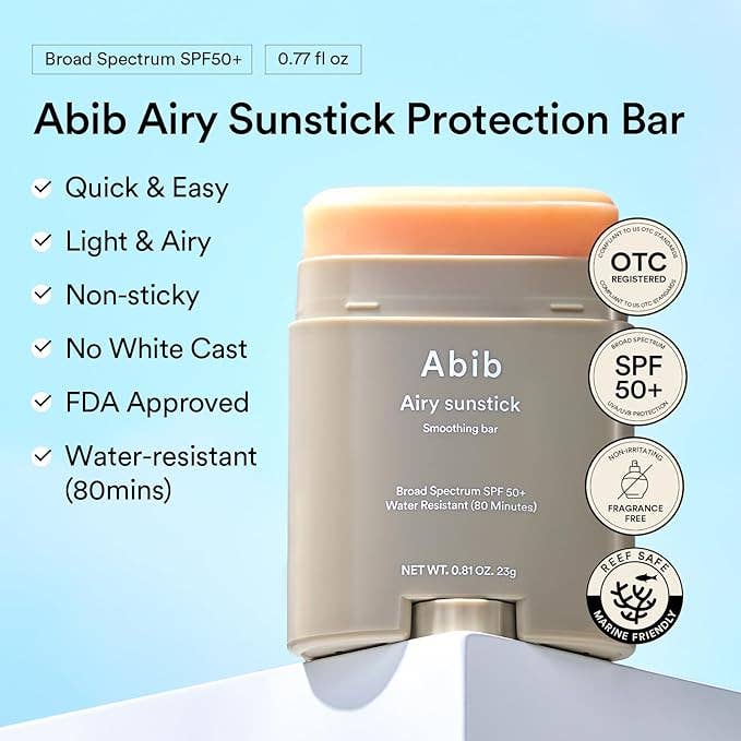 ABIB Airy Sunstick Smoothing Bar SPF50 23g 0,81oz Glowiss
