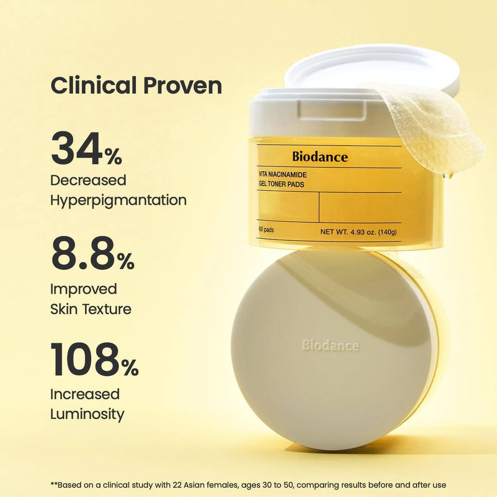 BIODANCE Vita Niacinamide Gel Toner Pad 60 pièces Glowiss