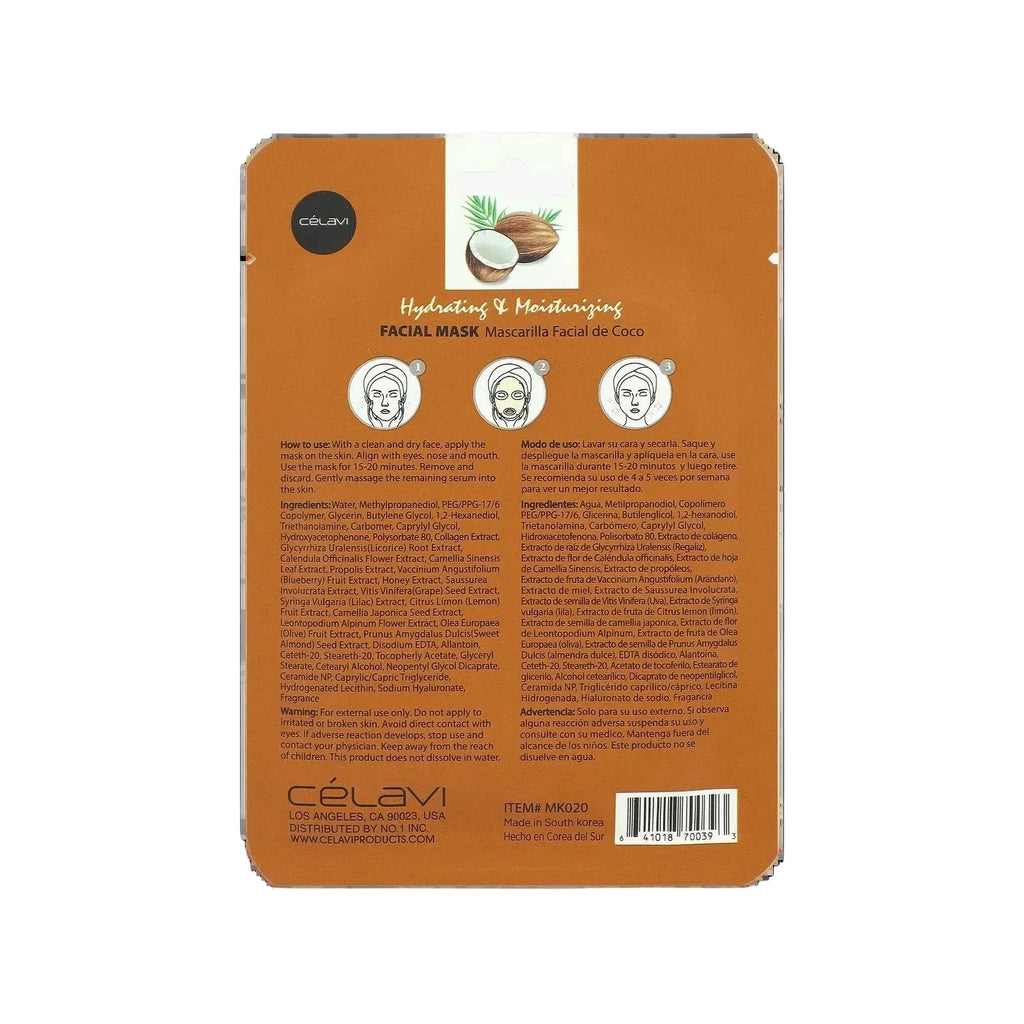 [CÉLAVI] Masque en feuille pour le visage - Noix de coco My Wholesale Fashion