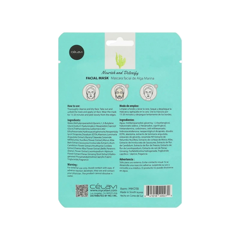[CÉLAVI] Masque en feuille pour le visage - Algues My Wholesale Fashion