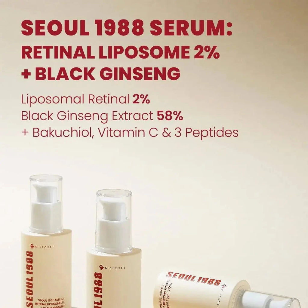 SEOUL 1988 SÉRUM : LIPOSOME DE RÉTINAL 2% + GINSENG NOIR Coastside Skin