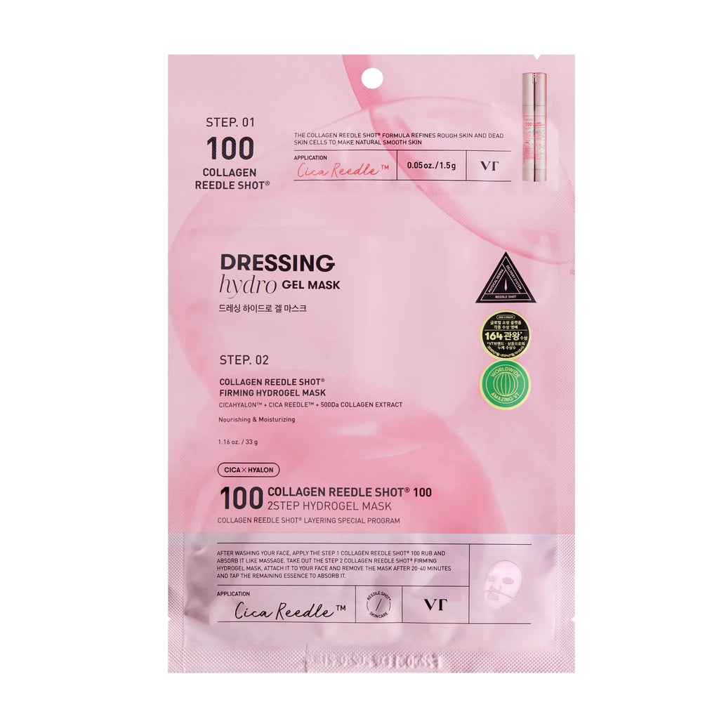 VT - Ensemble de Masques Hydrogel 2 Étapes Collagen Reedle Shot 100 Coastside Skin