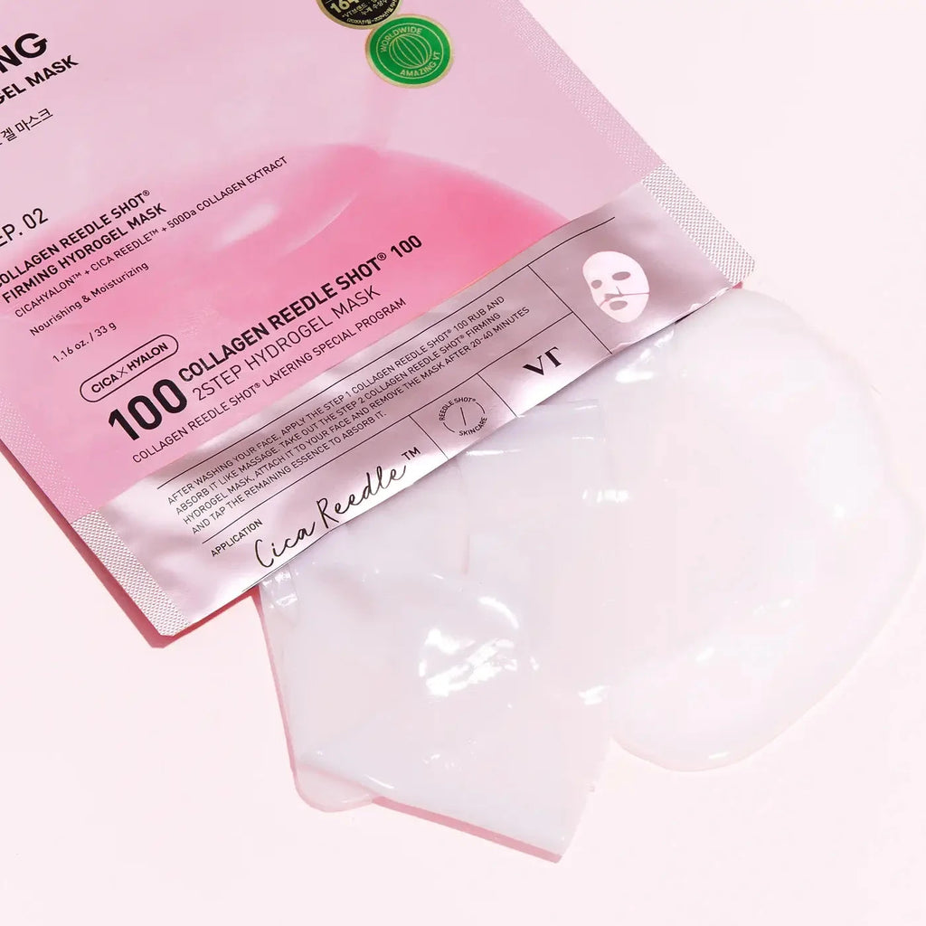 VT - Ensemble de Masques Hydrogel 2 Étapes Collagen Reedle Shot 100 Coastside Skin