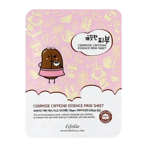 Masque Esfolio aux céramides et à la caféine Pure Skin Ceramide Caffeine Essence Mask Sheet Kawaika shop